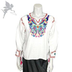 VINTAGE Made in Mexico Embroidered Festival Peasant Top